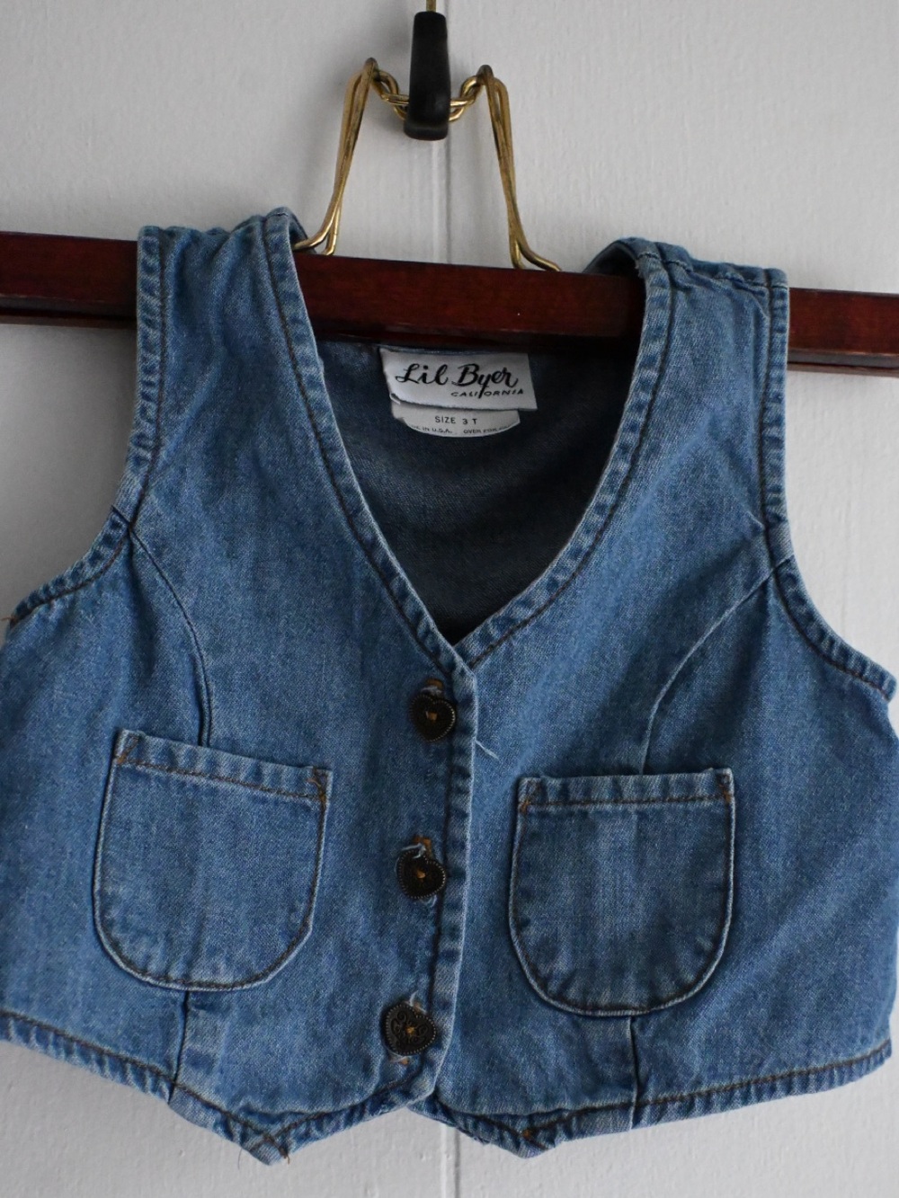 Byer California Denim Button Front Kids Vest 90s